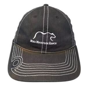 Ivory Baseball Cap Black White Bear Mountain Ranch OS Strapback Embroidered Hat
